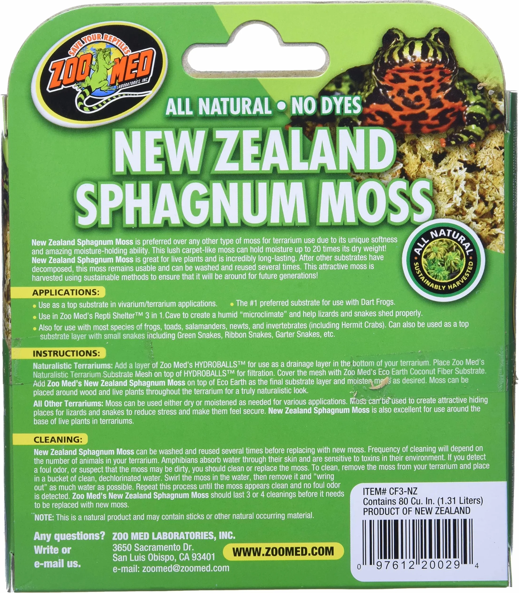 Zoo Med Mousse Sphaigne Reptile Amphibien 1,31 L