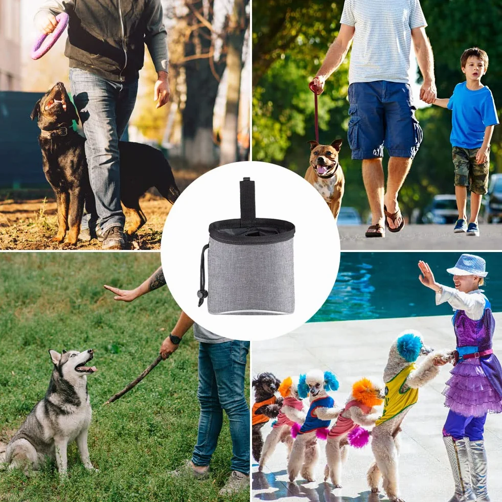 Sac d'entraînement pour Chiens avec Distributeur de Sacs à Crotte et Ceinture Ajustable Gris