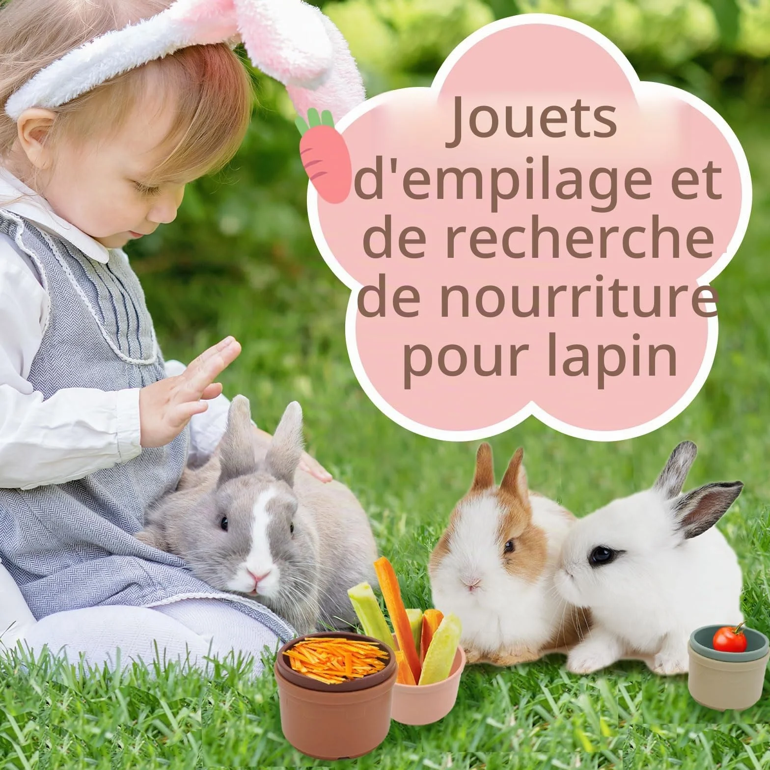 Gobelets Empilables pour Lapin Jouets d'Exercice et de Fourrage 8 PCS