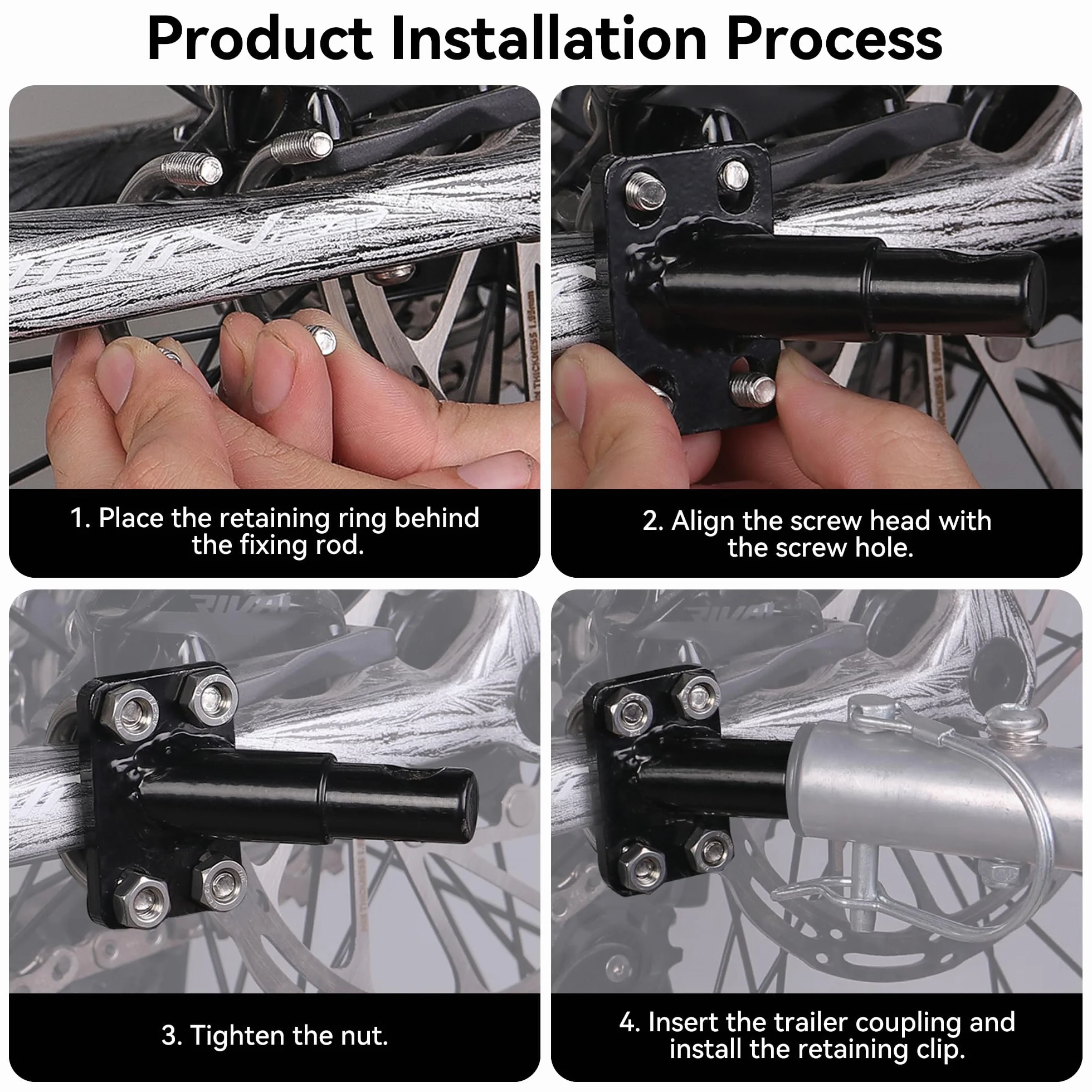 Attelage de remorque de vélo universel pour Schwinn et Instep - Connecteur en métal noir