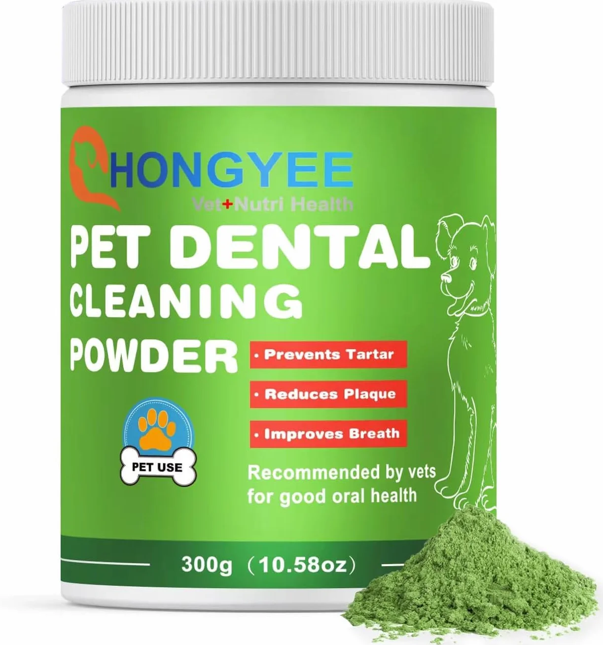 Poudre dentaire pour chiens et chats 300g nettoyage dents dissolvant plaque tartre