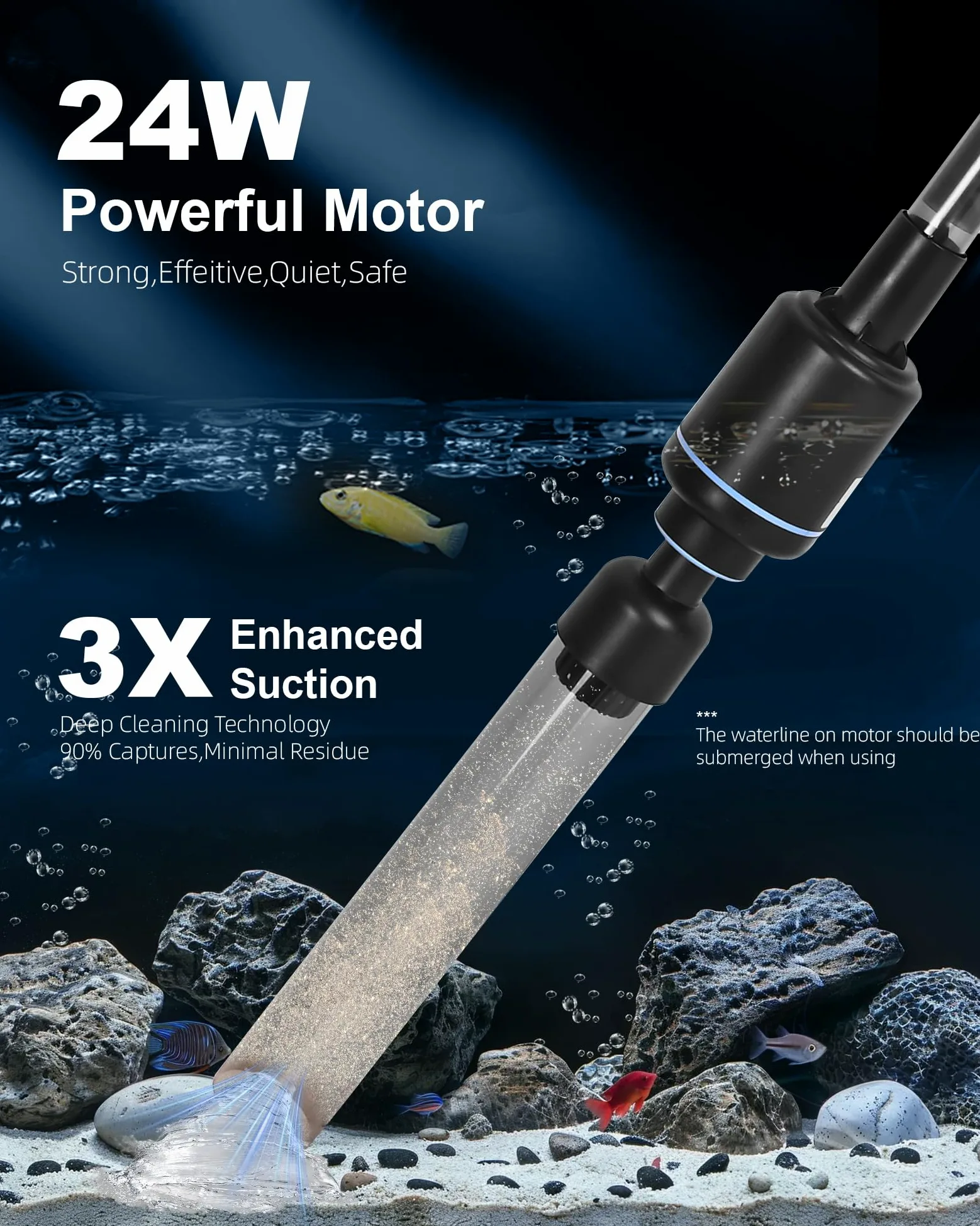 Aspirateur à gravier pour aquarium - Pompe à siphon - Changeur d'eau - Nettoyeur de sable - Outils de nettoyage pour aquarium - Filtre à eau