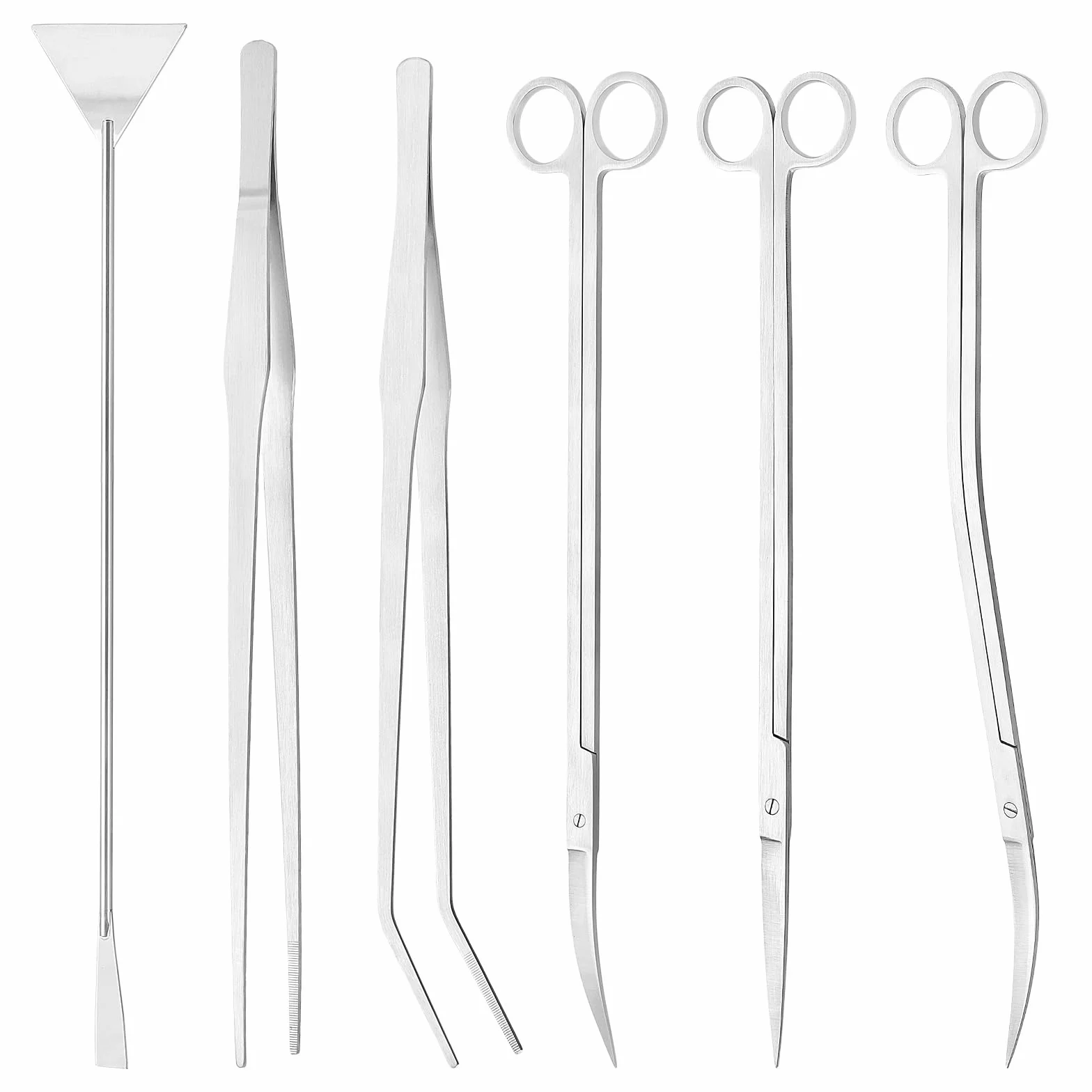 Kit d'outils pour aquarium 6 PCS Pince à épiler en acier inoxydable Ciseaux Spatule