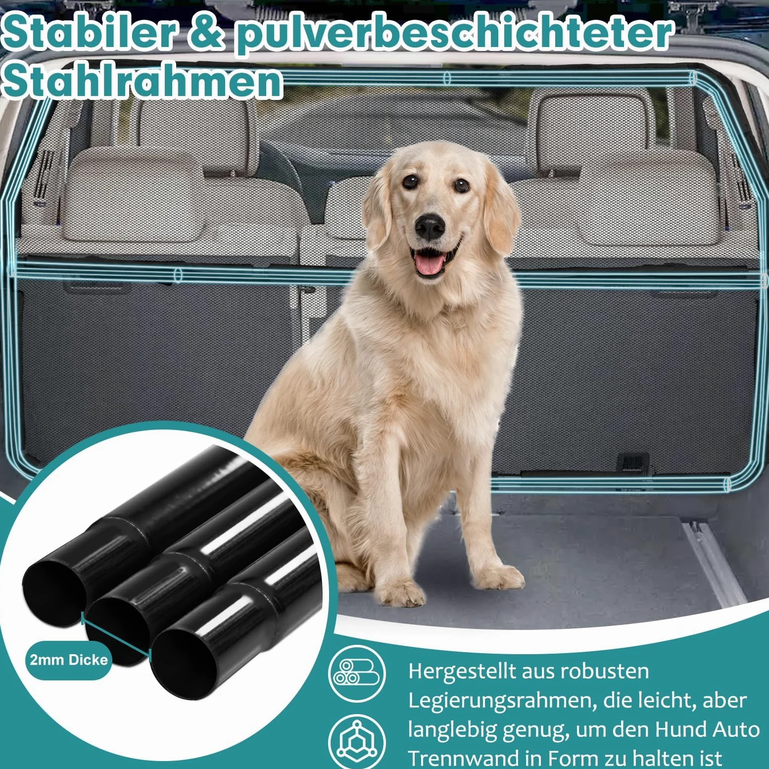 Snagle Paw Grille pour chien de voiture, 127 cm de large