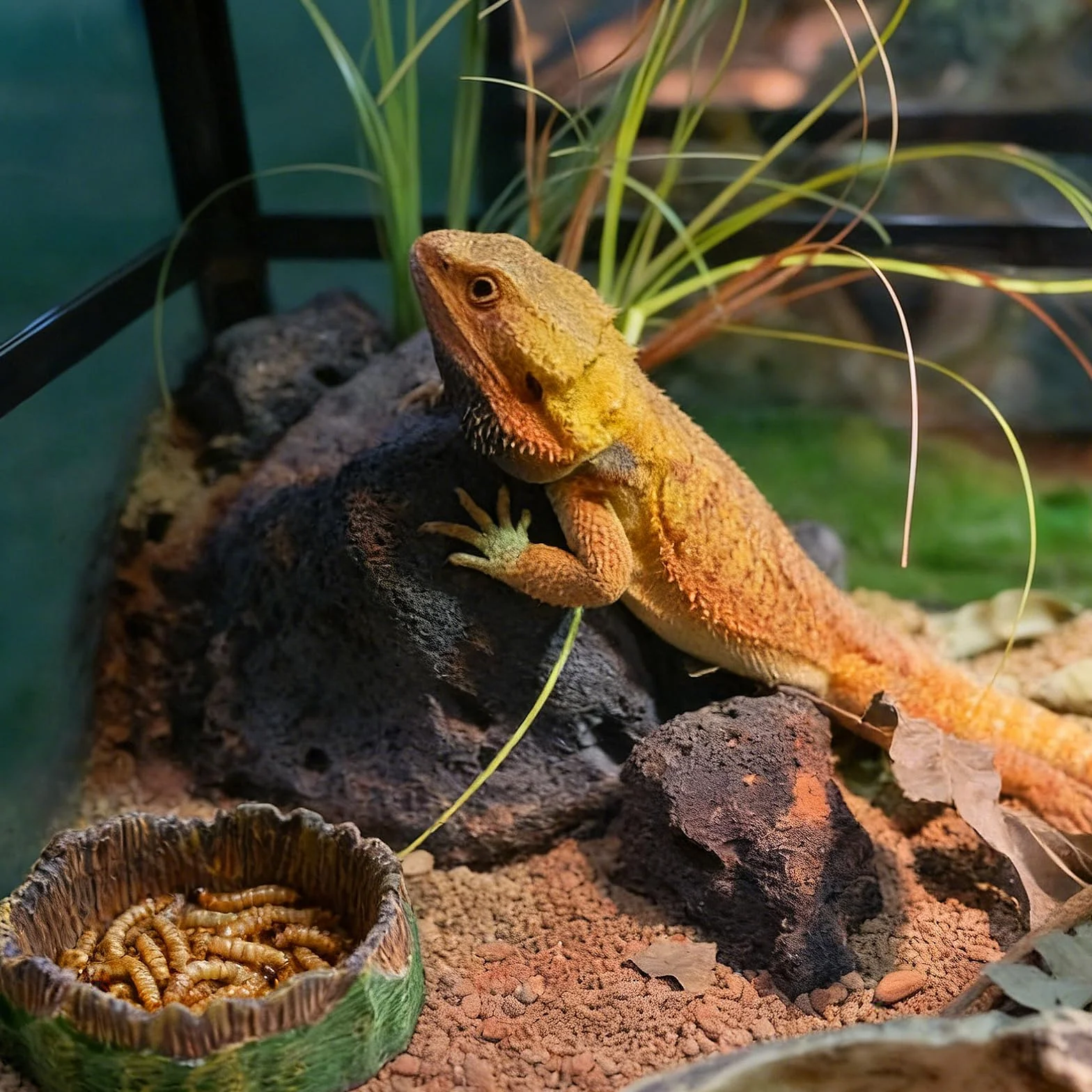 Bac à Eau pour Reptiles Terrarium Accessoire, Mangeoire Reptiles 4 Pièces avec Pinces