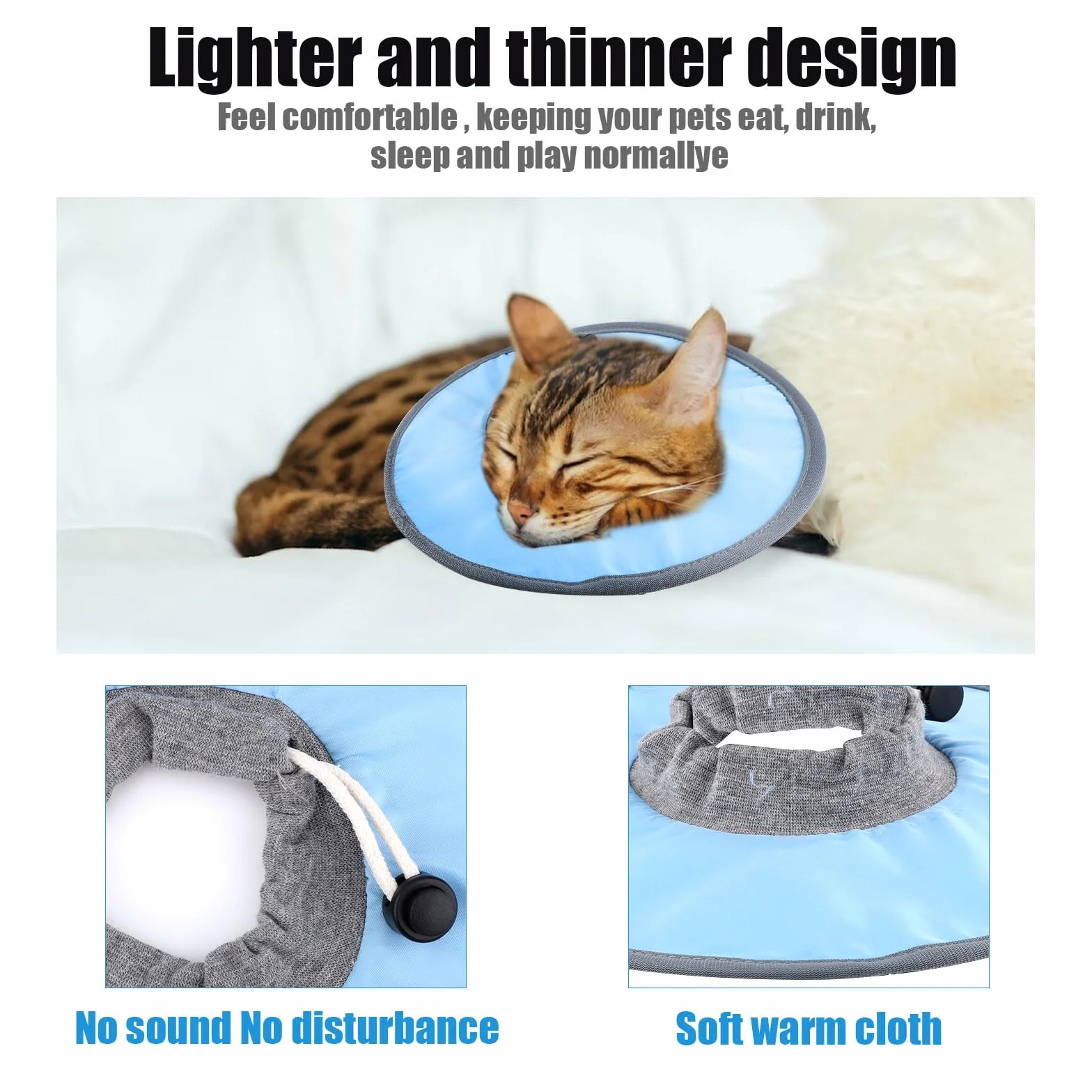 SAVITA Ajustable Collier de Récupération Chat, Collier de Protection Étanche Élisabéthain pour Chats Chirurgie Lécher Plaies (Bleu)