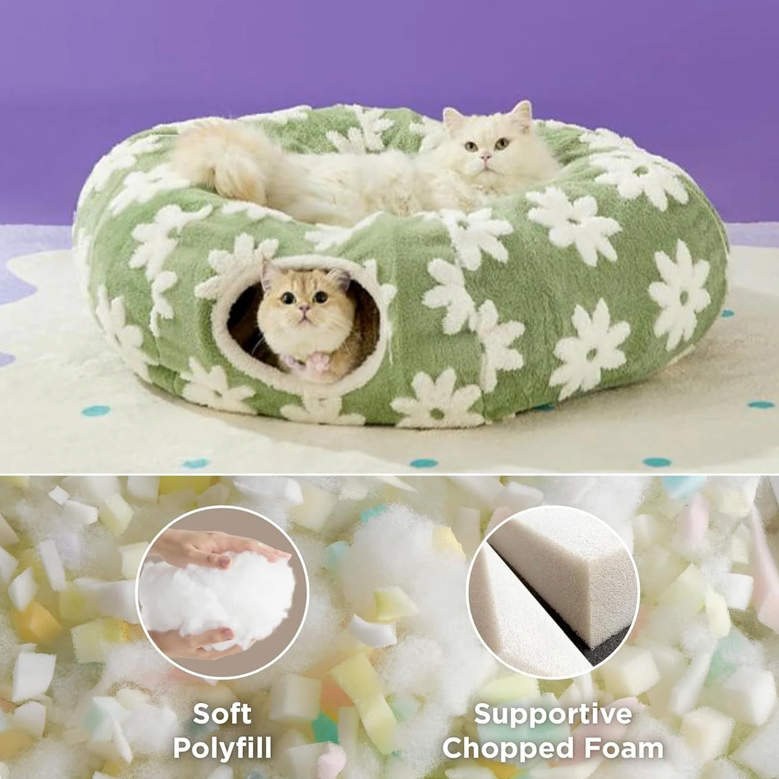 Tunnel de Lit pour Chat Lavable Avec Tubes Interactifs À Balle | Jouet Tunnel Pour Chat Interactif Avec Design Grattage Mâchonnement Intérieur Extérieur Lapin Chiot