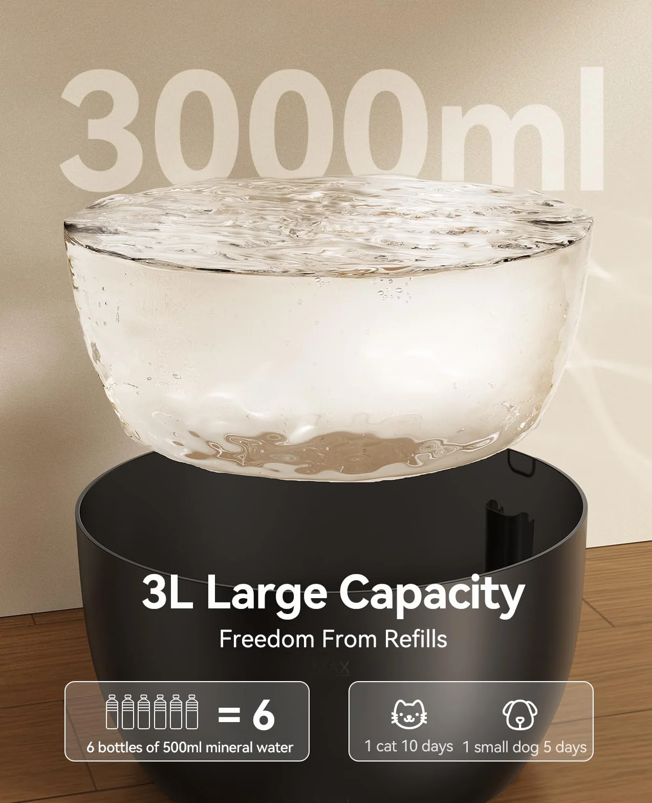 Fontaine à Eau pour Chats Silencieuse 3L FEELNEEDY Automatique avec Filtre Charbon - Gamelle Acier Inoxydable Noir