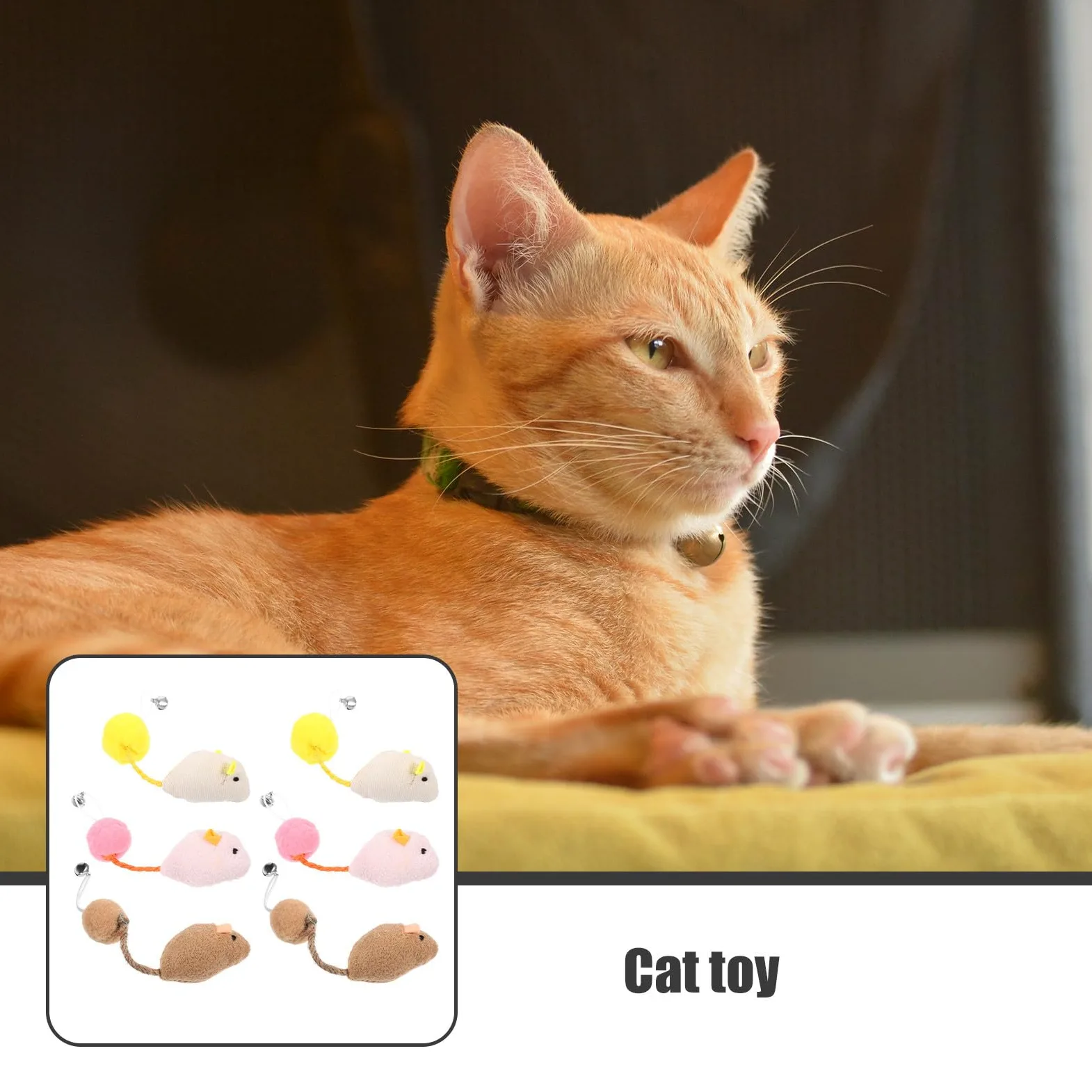 Mobestech Lot de 6 Souris en Peluche avec Clochettes pour Chaton et Chat, Jouets Résistants aux Morsures Vie Quotidienne, Couleurs Variées et Forme de Souris