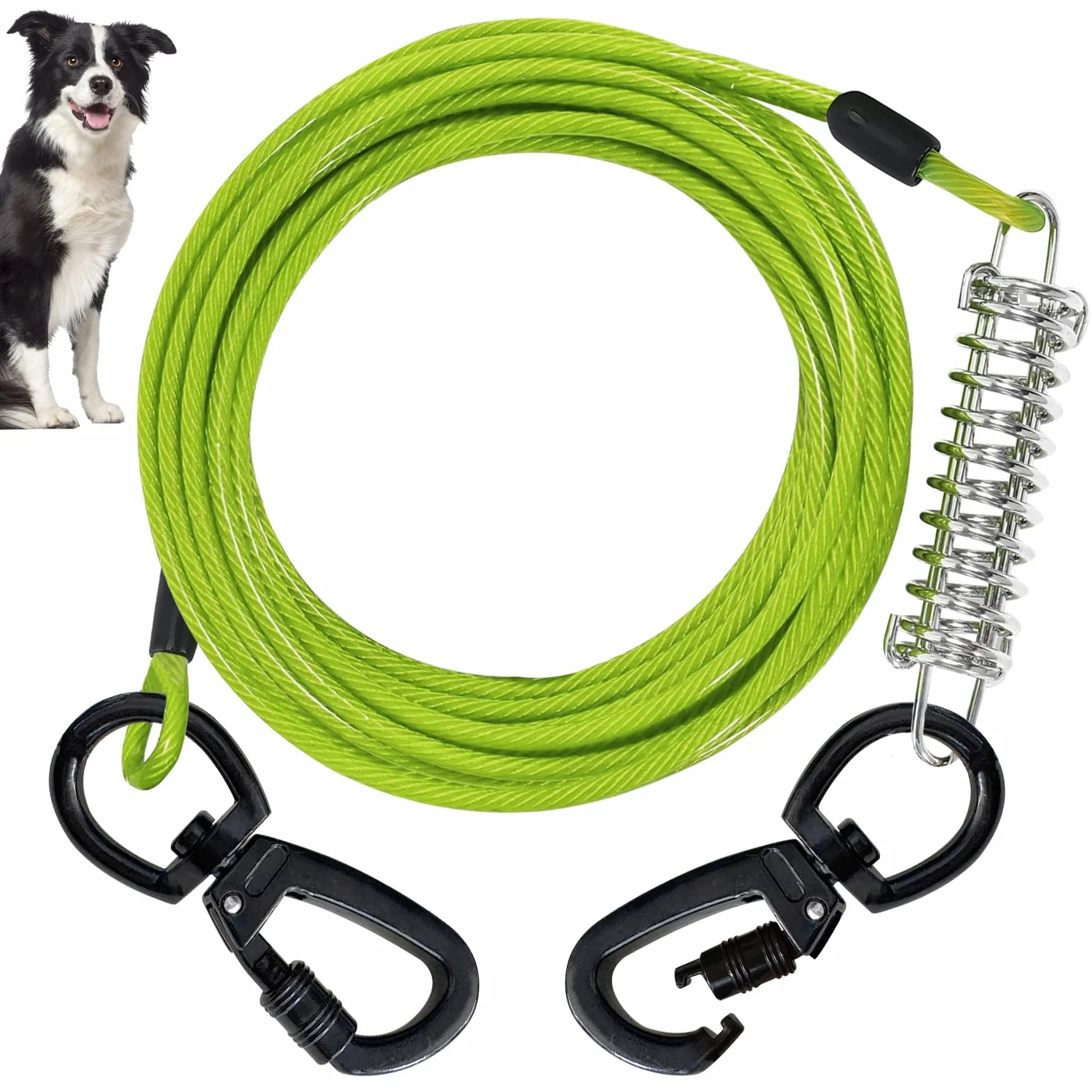 Laisse pour chien 6 m 4 mm câble acier crochet rotatif
