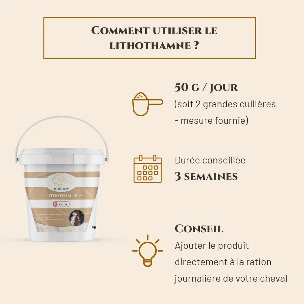 LITHOTHAMNE Complément nutritionnel Cheval Seau 1 kg Calcium Naturel Aide réguler acidité gastrique Reminéralisation