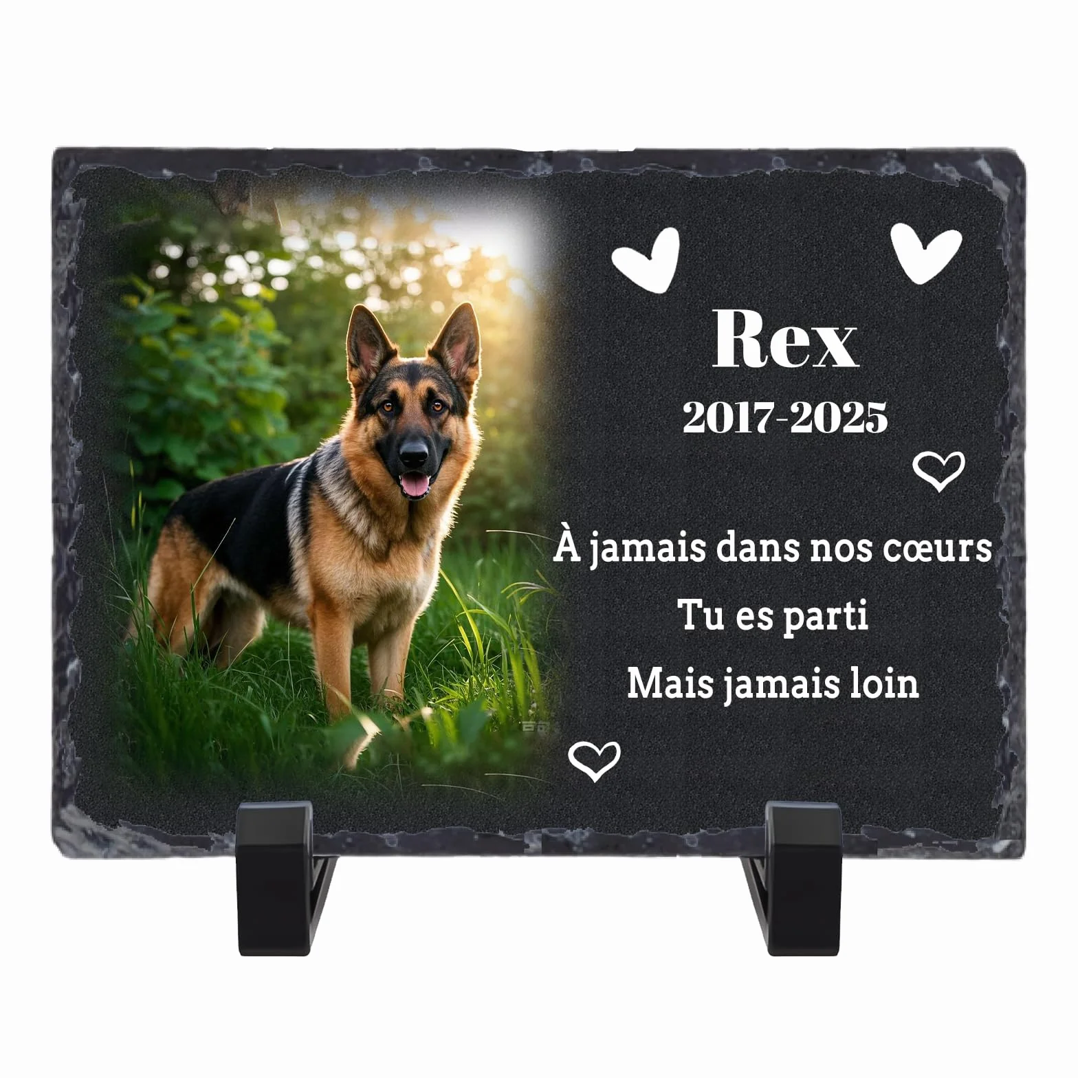 Plaque commémorative personnalisée en Ardoise pour Animaux de Compagnie, Pierre tombale Photo avec Support, 10x14/14x20/20x30 cm