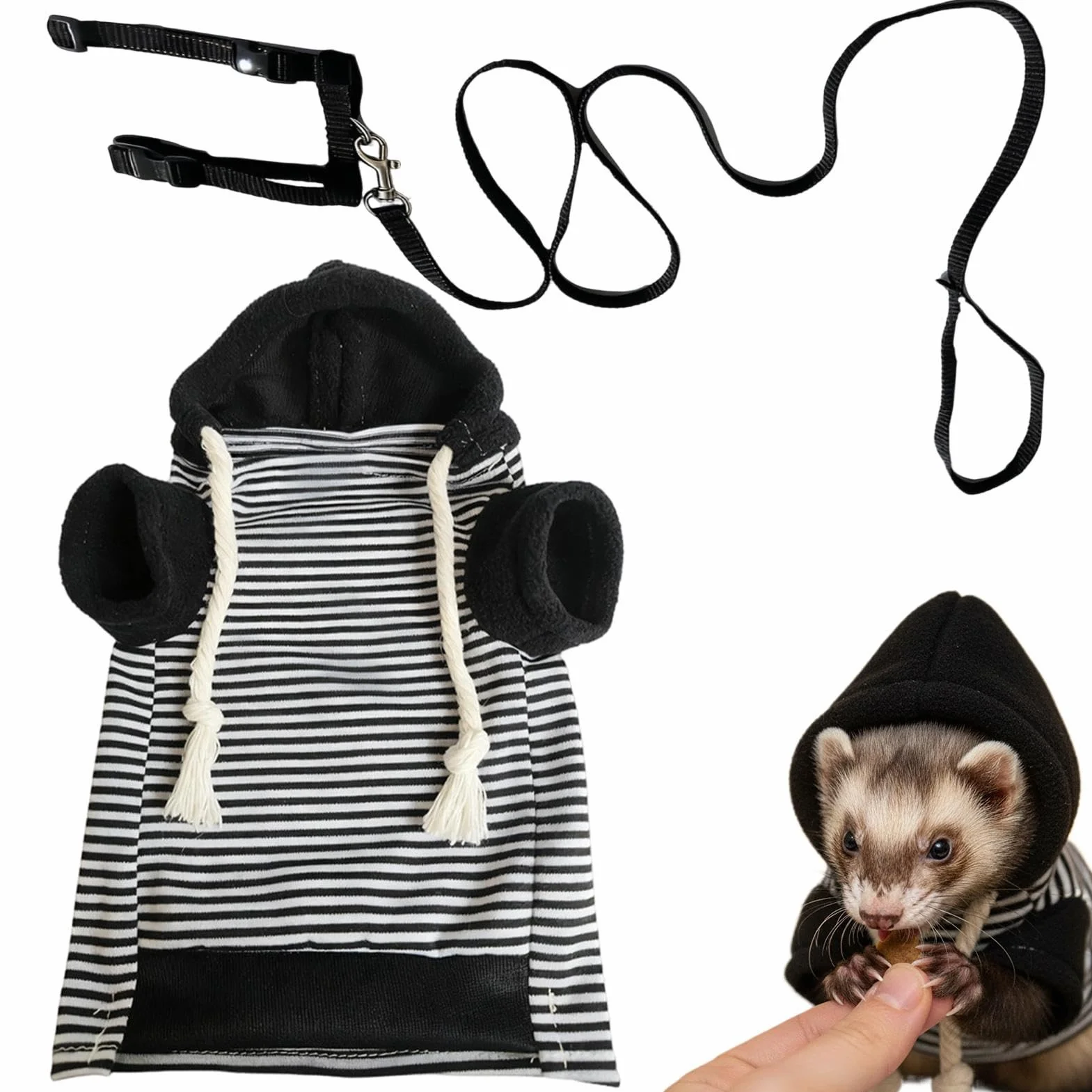 Vêtements pour Furet avec Harnais - Tenue Chaude et Douce pour Hamster, Écureuils, Chihuahuas, Chats