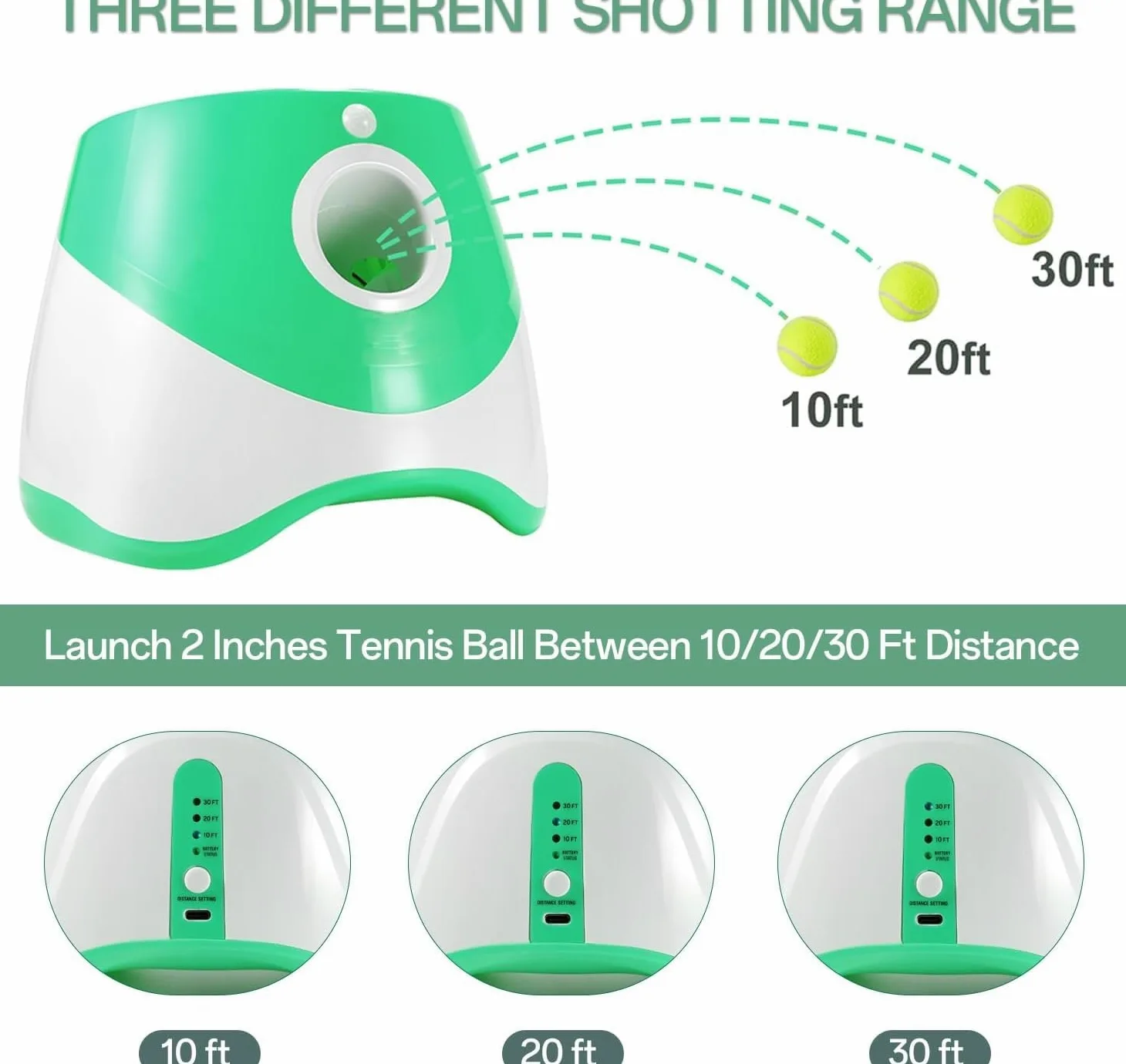 Lanceur Automatique De Balle Pour Chien, Lanceur De Balle Interactif Rechargeable à 3 Modes Pour Intérieur Et Extérieur Avec 3 Distances De Lancement Pour Chiens De Petite Et Moyenne Taille, Intérieur