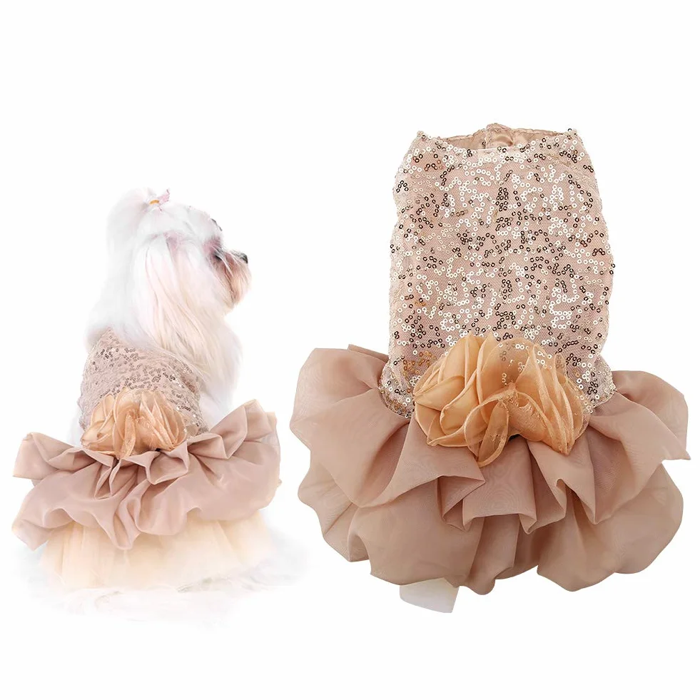 Costume de Chien Sequin Tutu Jupe Élégant pour Petits Chiens (Gold L)