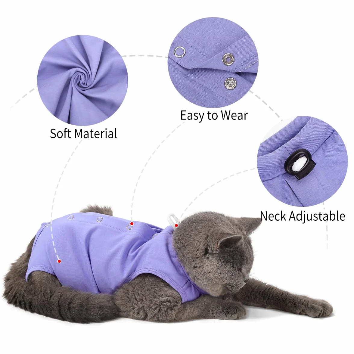Combinaison de récupération chirurgicale pour Chat, Body médical Violet L