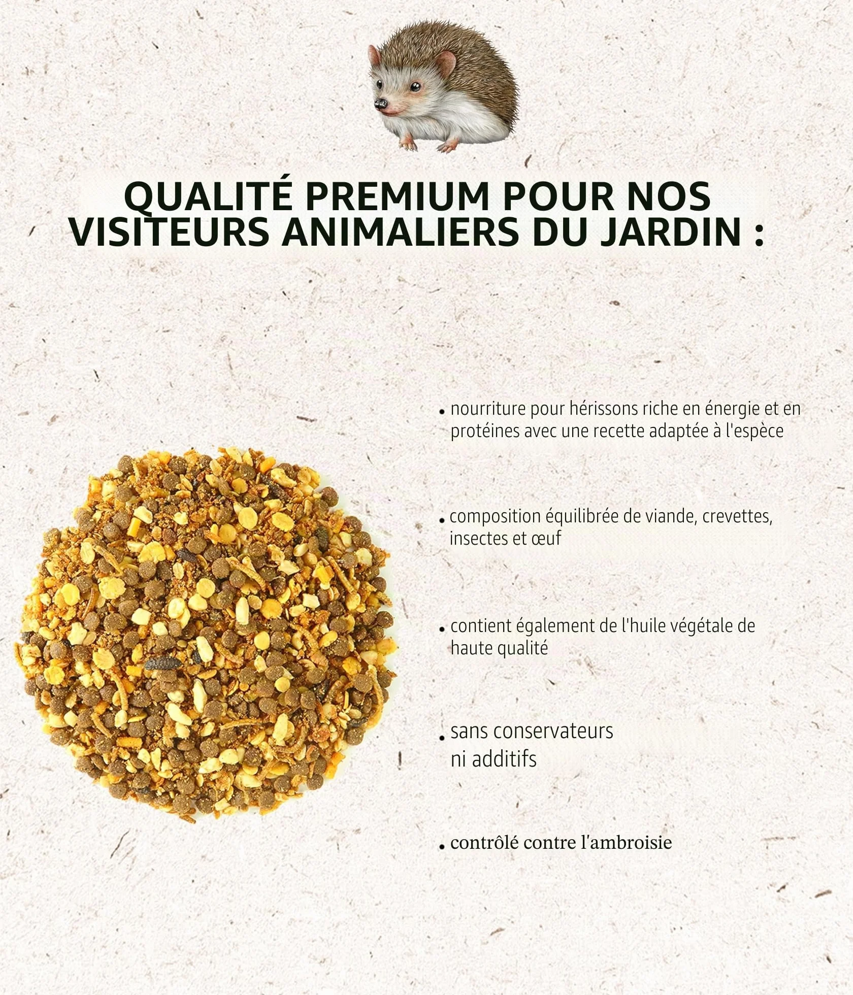Dehner Natura Premium Nourriture pour hérissons, Alimentation complète, 1,5 kg