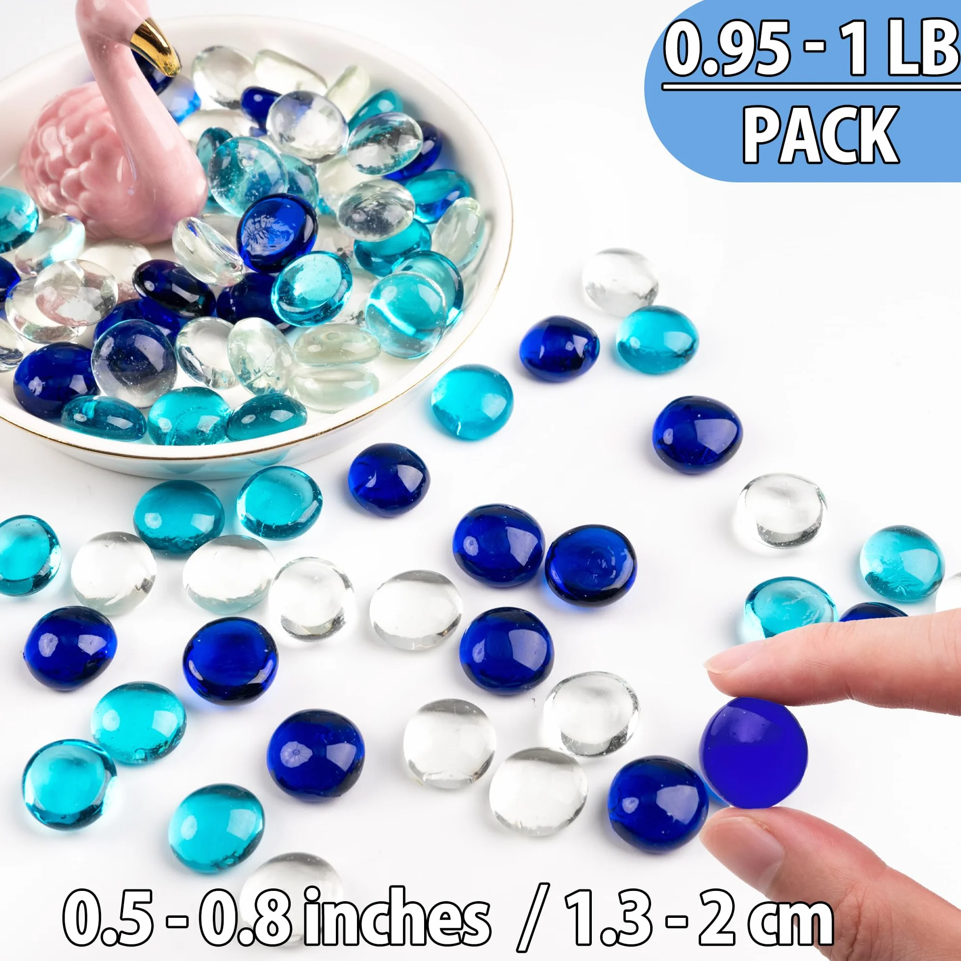Billes de Verre Bleu 0.44 kg pour Vases, Aquarium et Décoration