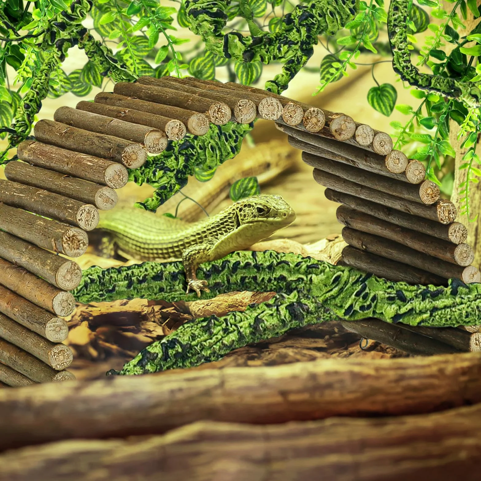 QUOZUO Accessoires pour aquarium de dragon barbu, terrarium à suspendre, feuilles artificielles pour reptiles