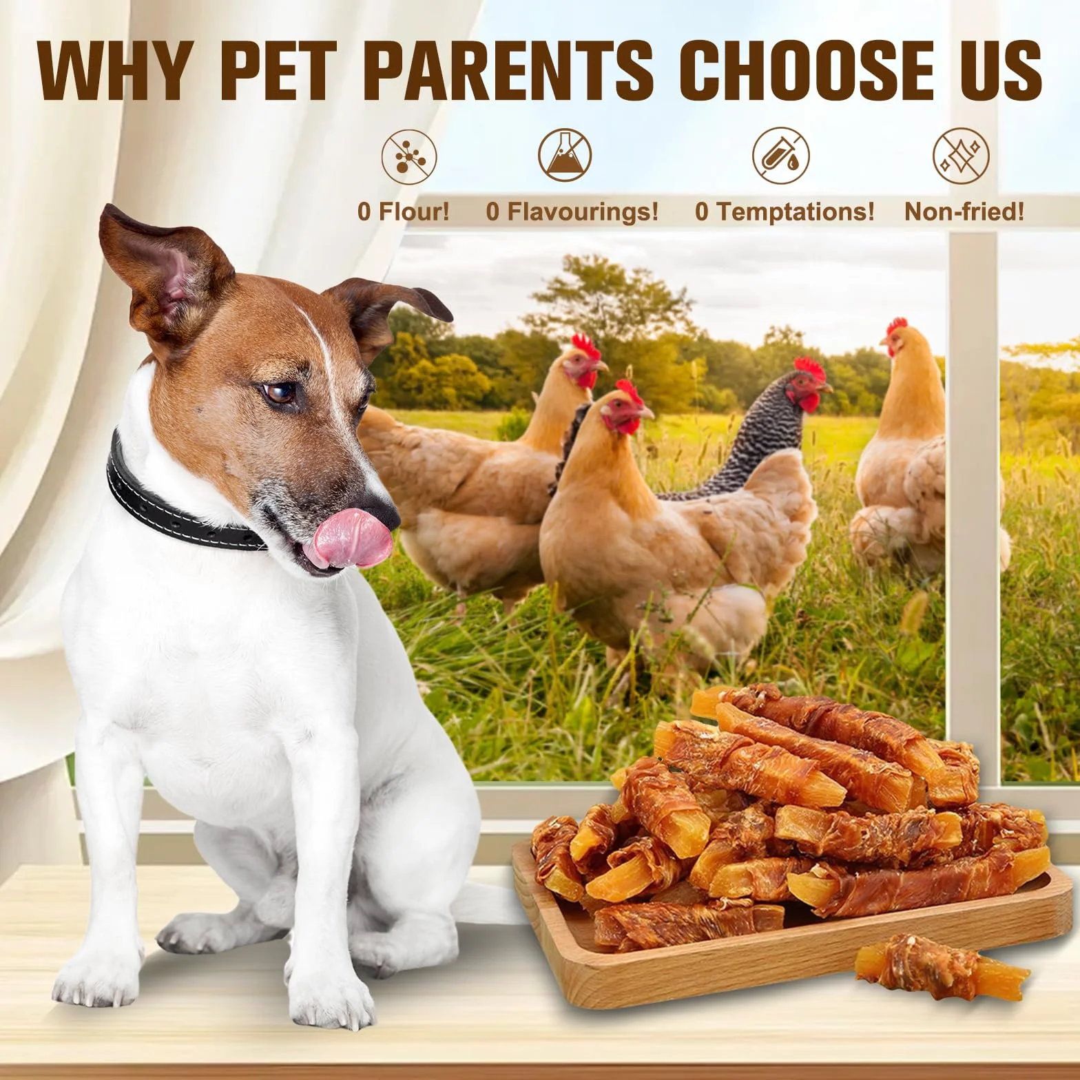 Bâtonnets de Fromage Enrobés de Poulet 200 g pour Chien - Protéines de Haute Qualité, Idéal Dressage