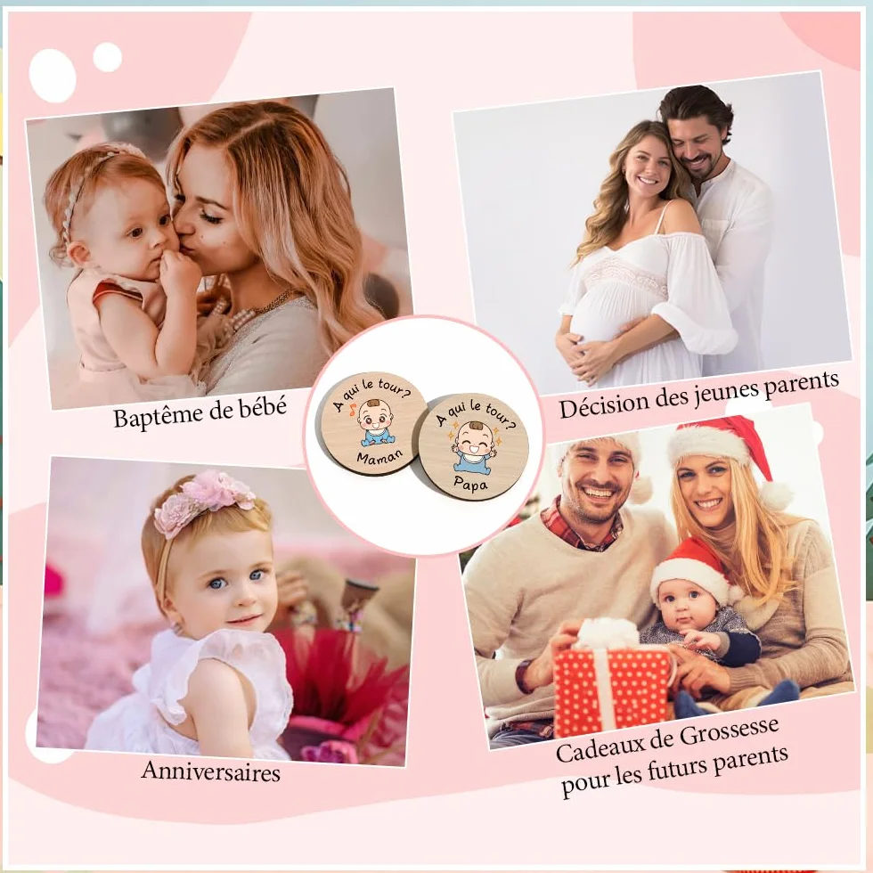 Cadeau Naissance en Bois pour Nouveaux Parents Fille Garcon