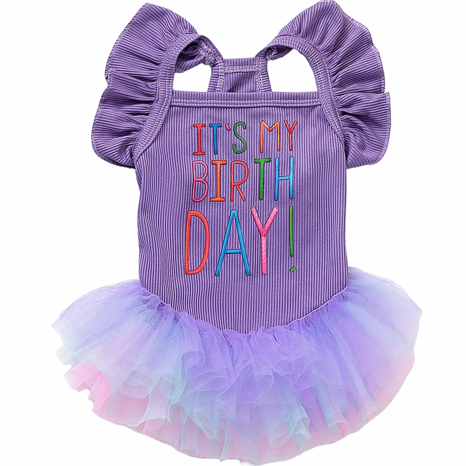 Robe d'anniversaire pour Chien C'est Mon Anniversaire, Robe Tutu Violette avec Volants et Dentelle