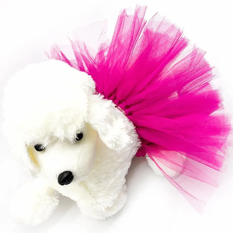 Jupe Tutu en Tulle Rose Clair pour Chiens Petite Taille JIHUOO, Bretelle Réglable, 95 cm Longueur Totale
