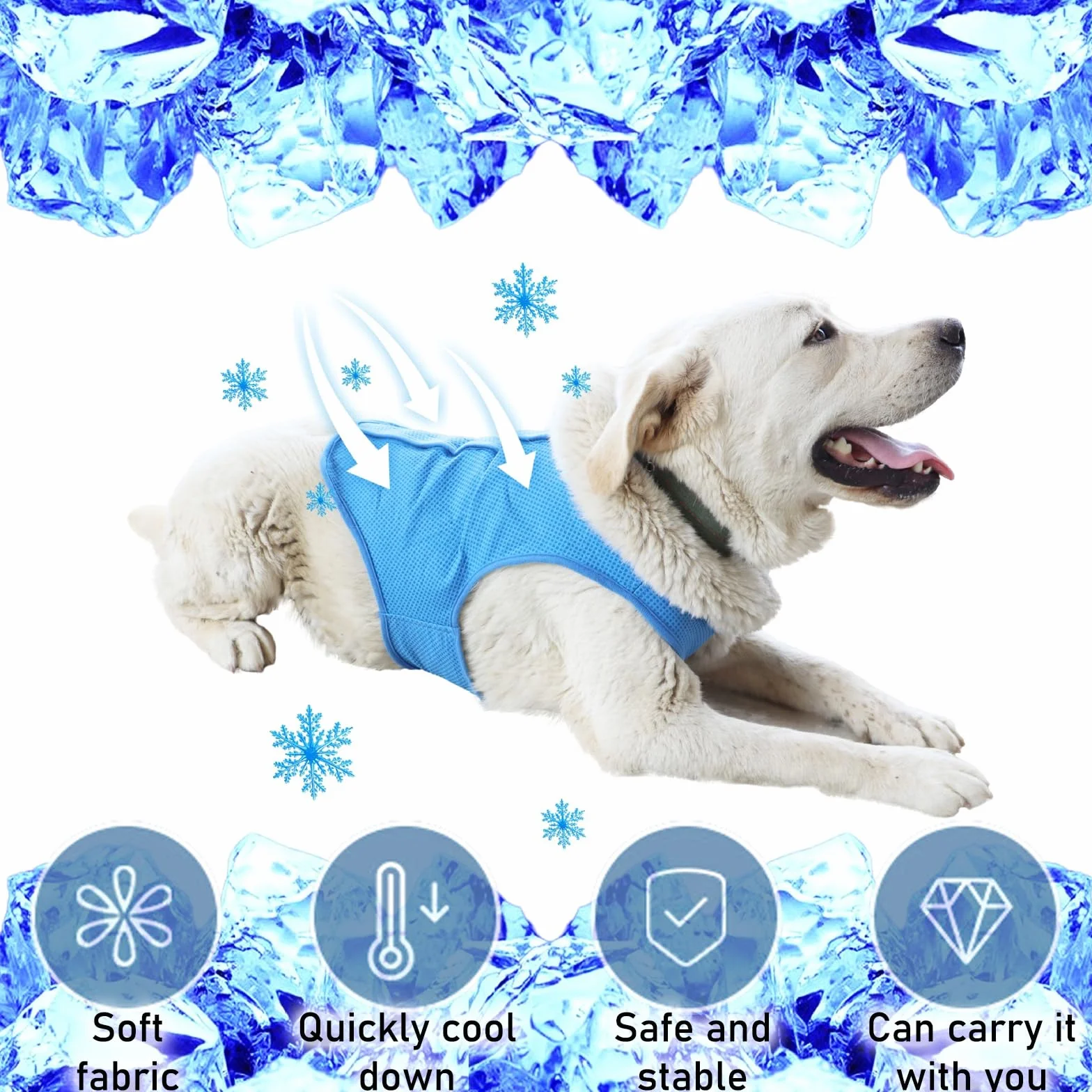 Gilet Rafraîchissant pour Chien, Veste Légère pour Animaux (M, Bleu)