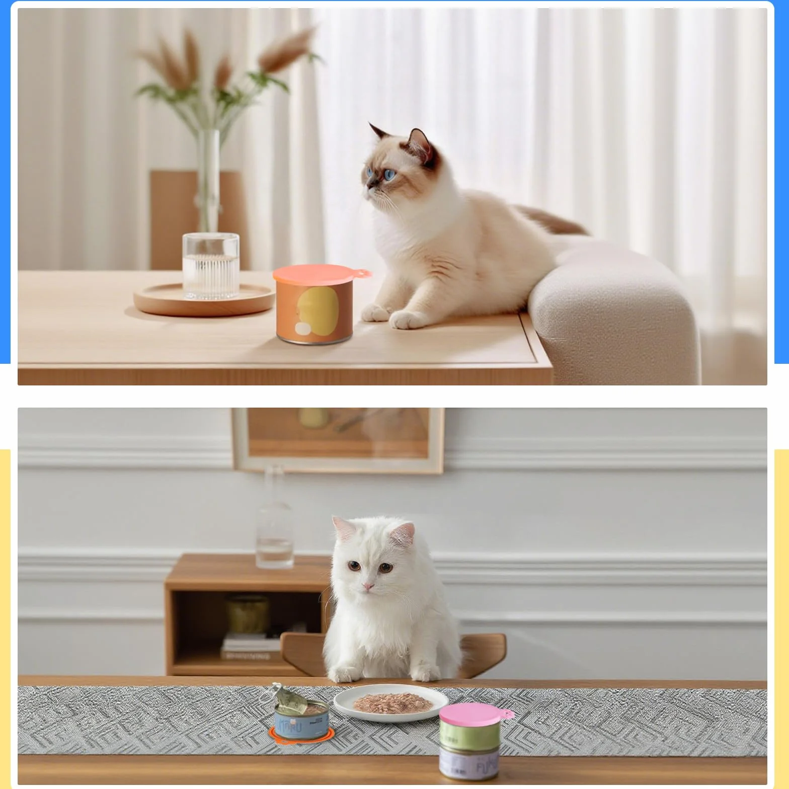 Couvercle Boite de Conserve, 6pcs Couvercle Silicone Alimentaire,Réutilisables Taille universelle en Silicone pour Nourriture pour Chien et Chat