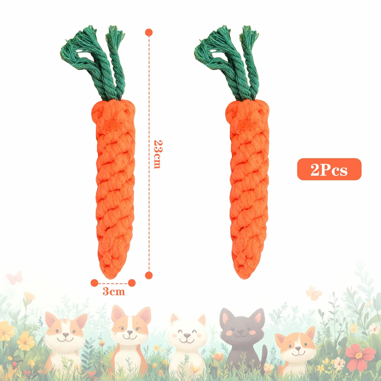 Jouets à Mâcher pour Chien Carotte, Corde Tressée en Coton Durable pour Petite et Moyenne