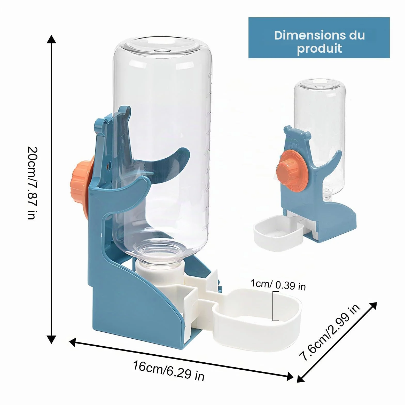 Distributeur Automatique d'Eau et de Nourriture pour Oiseaux en Cage, 500ml, pour Perroquets et Perruches