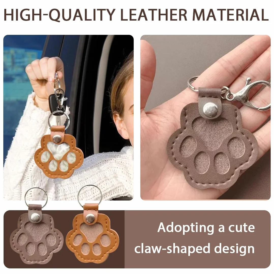 Porte-clés commémoratif en cuir en forme de patte de chien et chat, boîte à souvenirs pour poils d'animaux