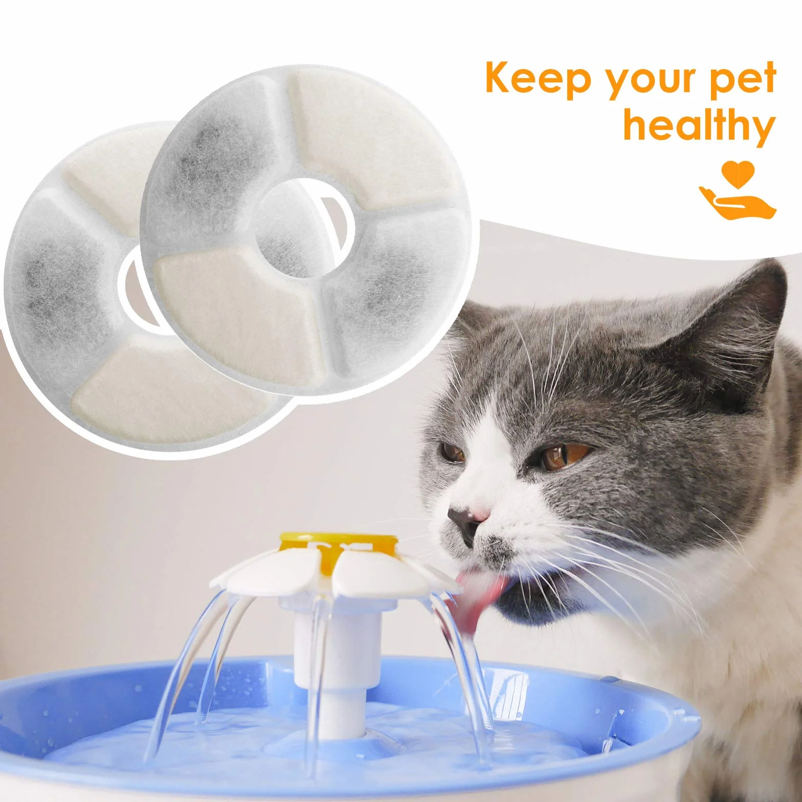 Simpeak Filtre Fontaine Eau Chat 10PCS Filtres de Remplacement pour 1,6-2,5L avec Charbon Actif et Résine Échangeuse d'Ions