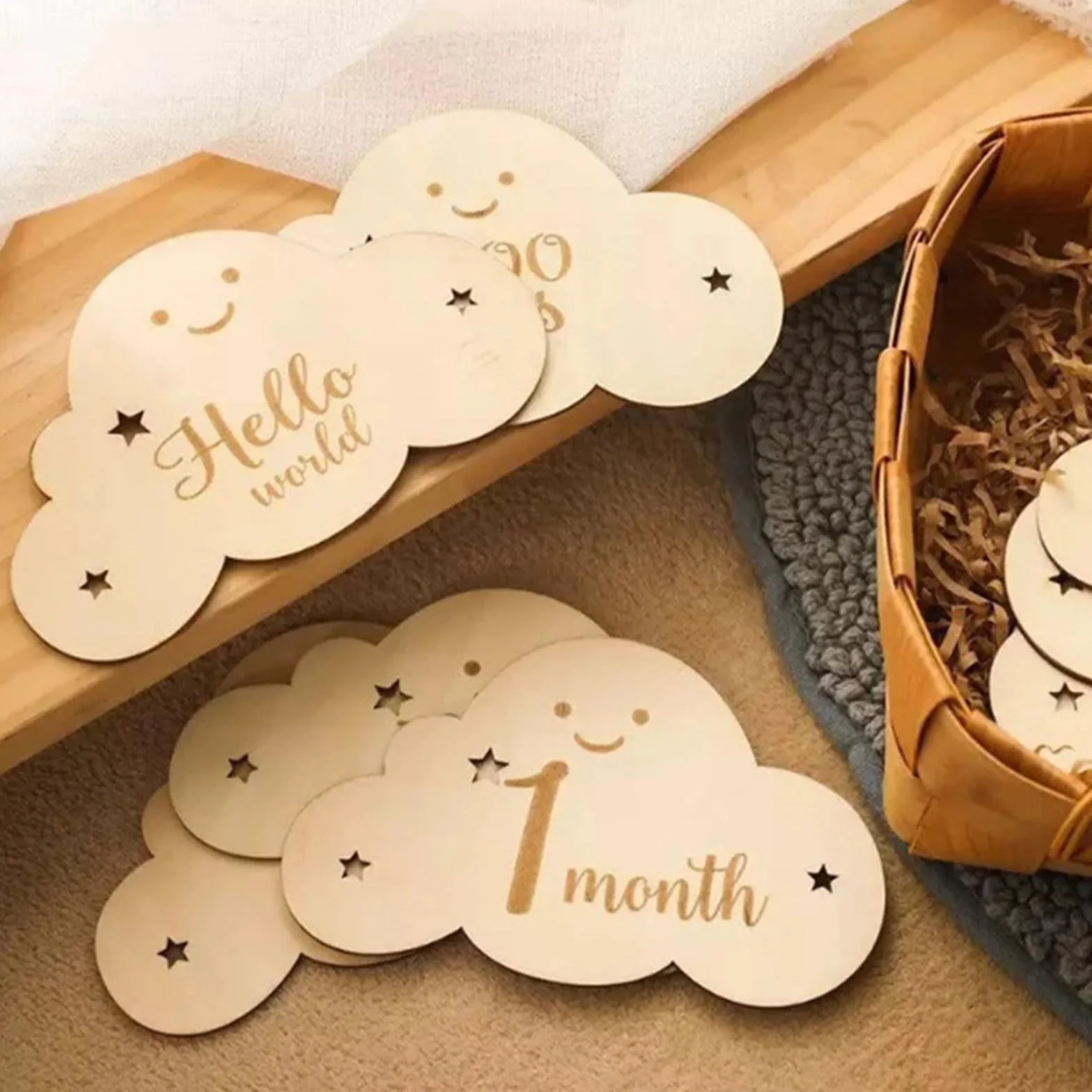Milestone Cards Bébé en Bois Personnalisée Cartes d'Étapes 8 Pièces Cadeau Naissance