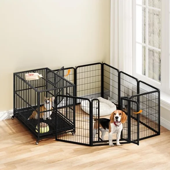 Yaheetech Parc pour Chiens 8 Panneaux Enclos Métal 80 cm Hauteur