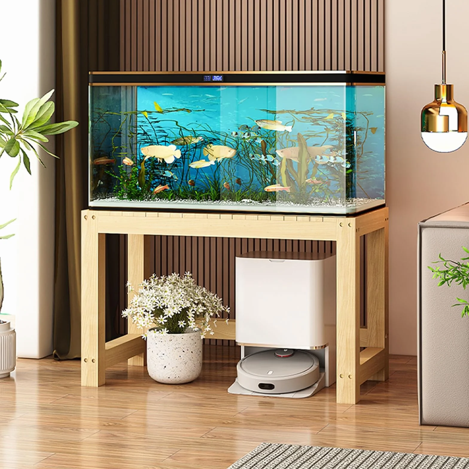 Support D'aquarium En Bois Massif FORRTY 30x25x26cm Marron/naturel