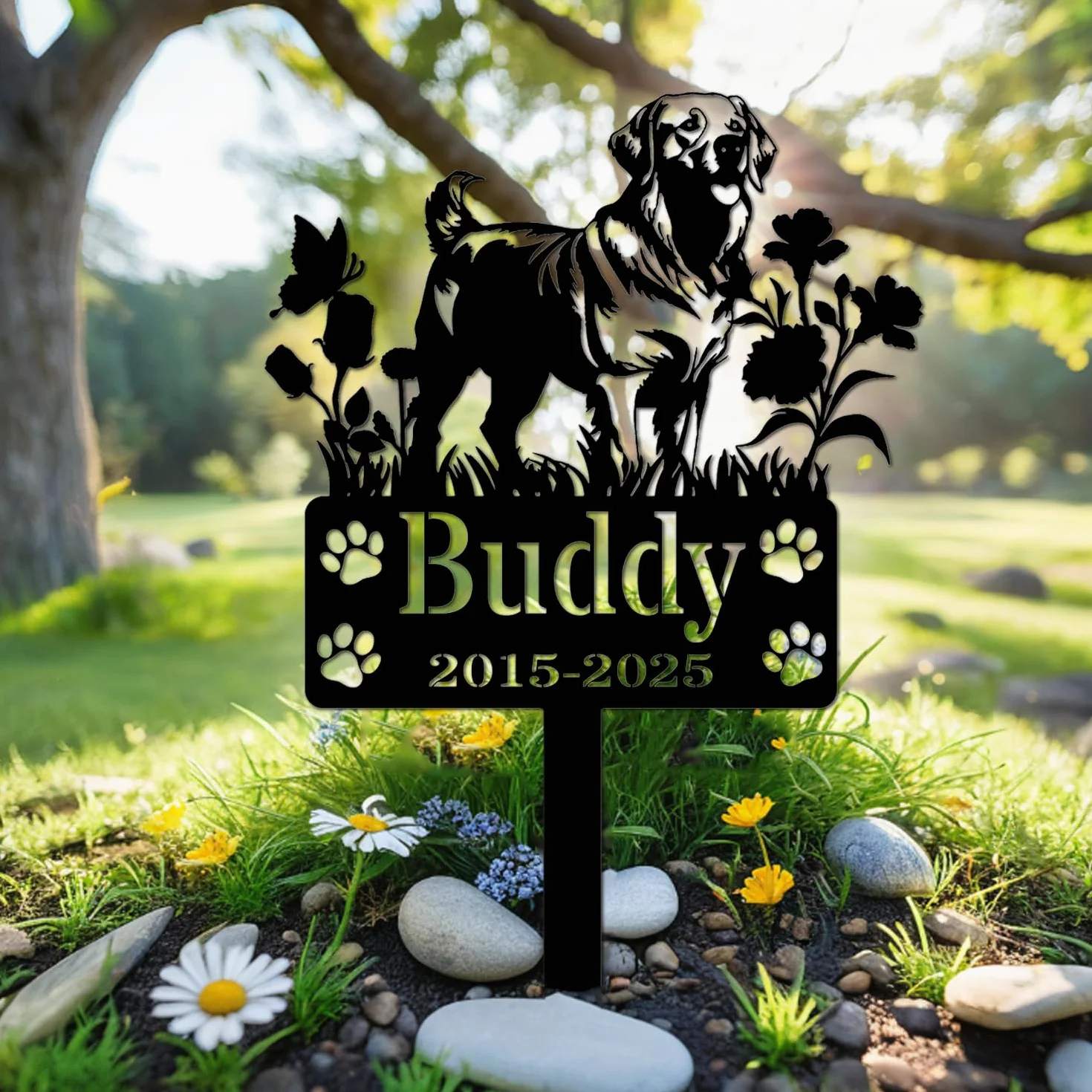 Plaque commémorative en métal pour chien, marqueur de tombe personnalisé pour labrador, bouledogue, épagneul