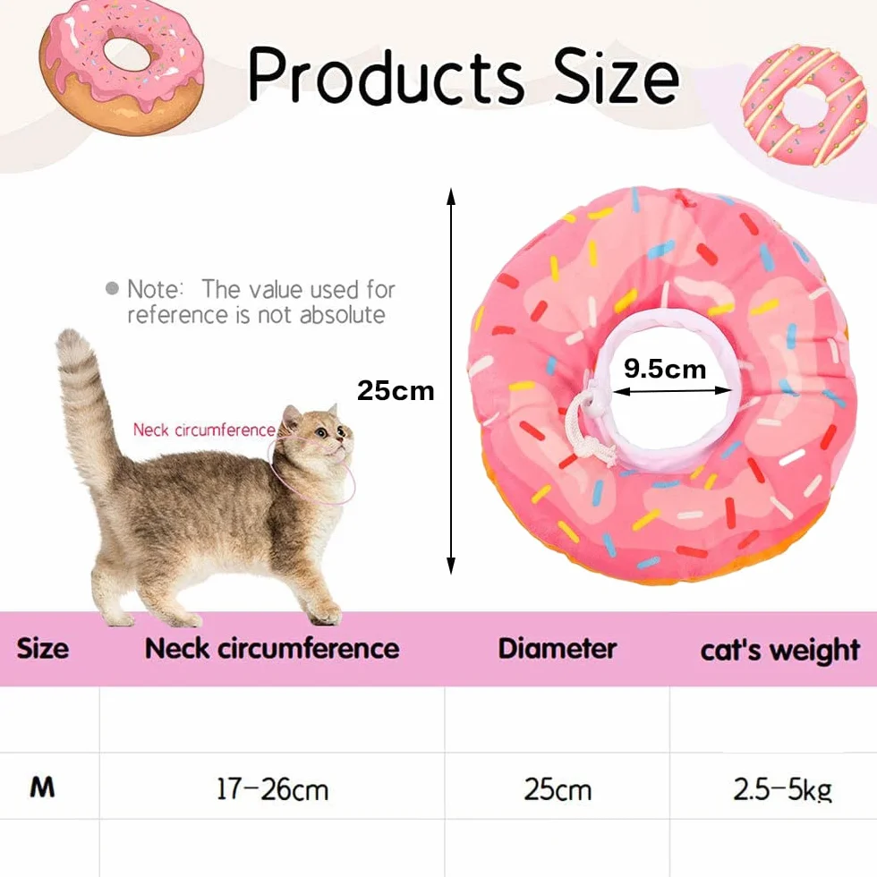 Collier de Récupération pour Chat, Collerette de Protection Souple Anti-Morsure, Cône Anti Léchage Après Chirurgie Rose (M)