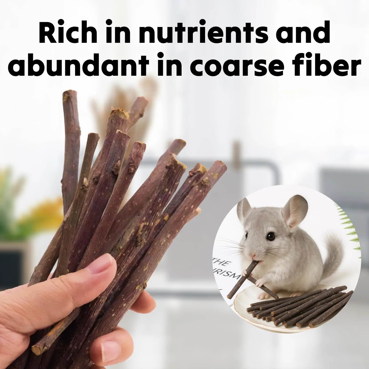 Baton de Pommier Naturelle 500g Jouet Dentition pour Lapin Hamster Cochon d'Inde Chinchilla