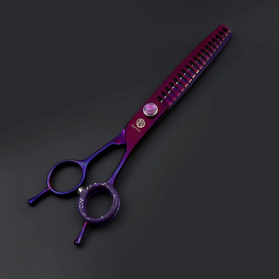 Purple Dragon Ciseaux incurvés pour toilettage d'animaux de compagnie - Violet - 7" - Avec vis de réglage - Parfait pour les toiletteurs professionnels