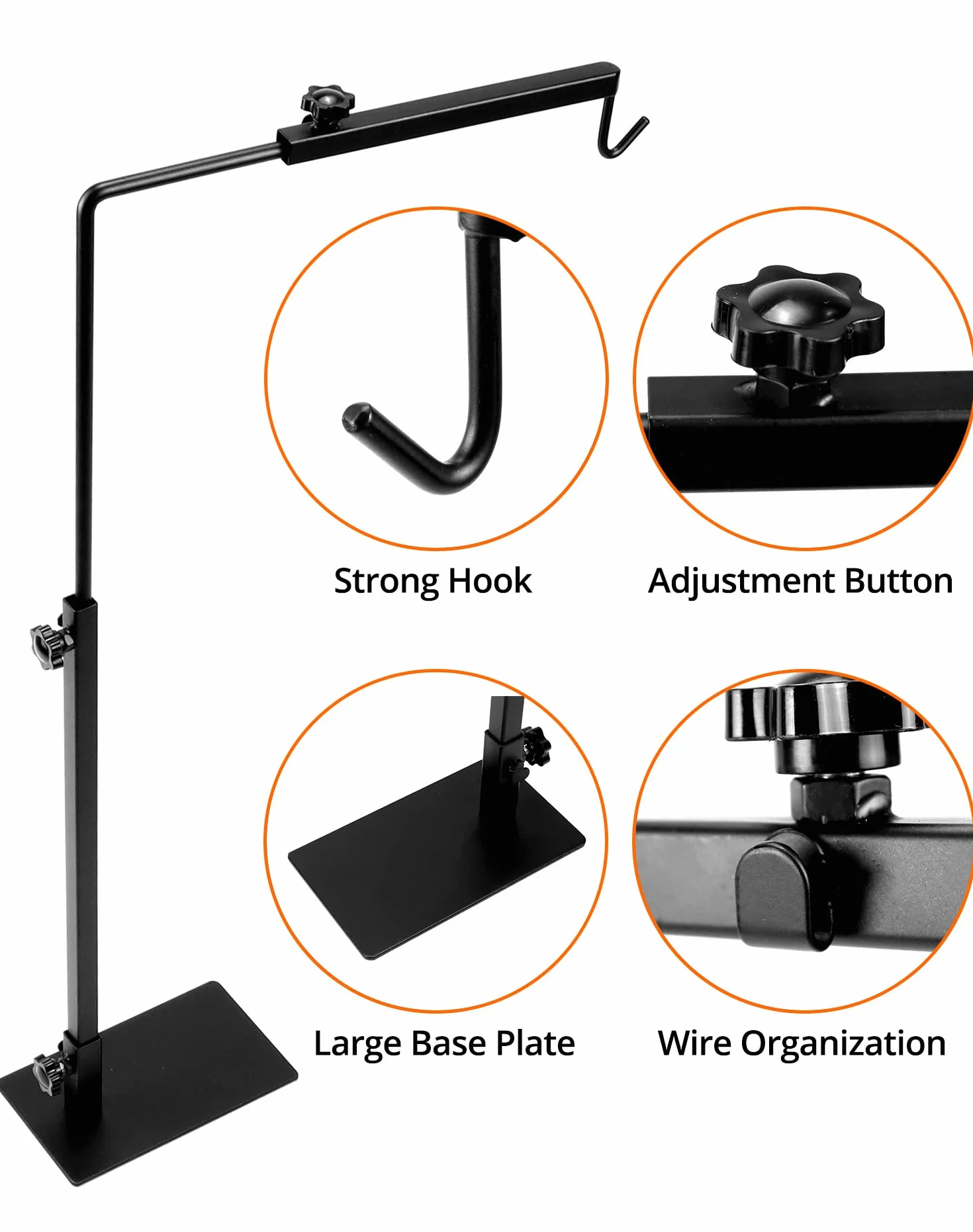 QWORK Support de Lampe Chauffante Reptile Réglable 38-64cm 20-30cm