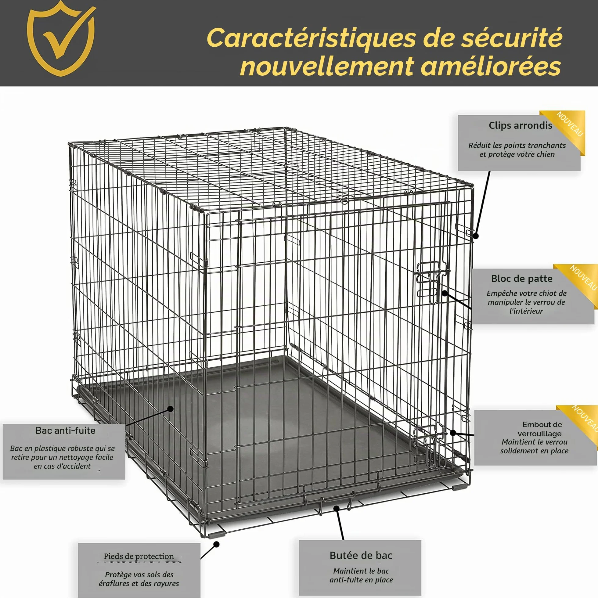 New World B48 Cage pour chiens de petite taille 121,92 cm à une porte plateau étanche