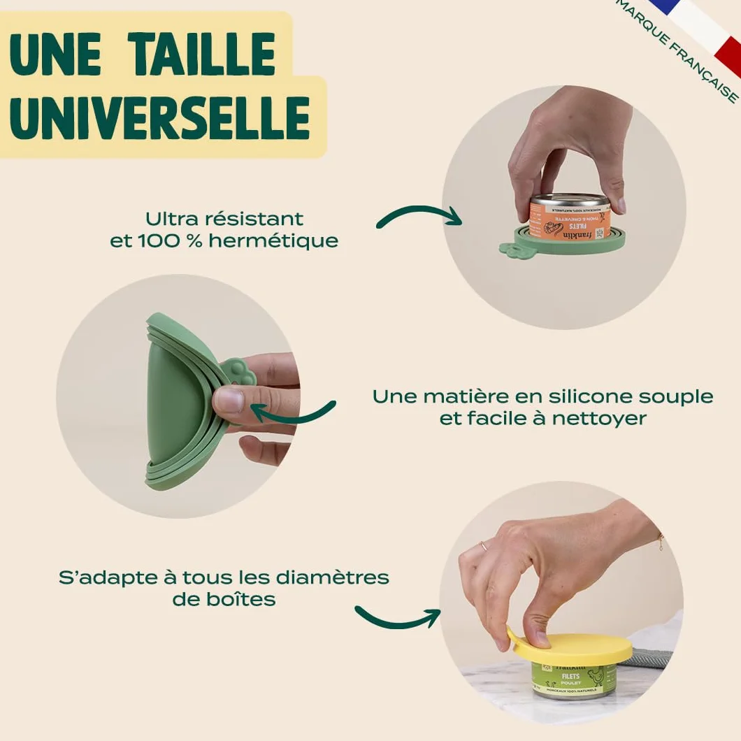 Franklin Couvercle en Silicone pour Boite de Conserves Lot de 3 Universelles Hermétiques