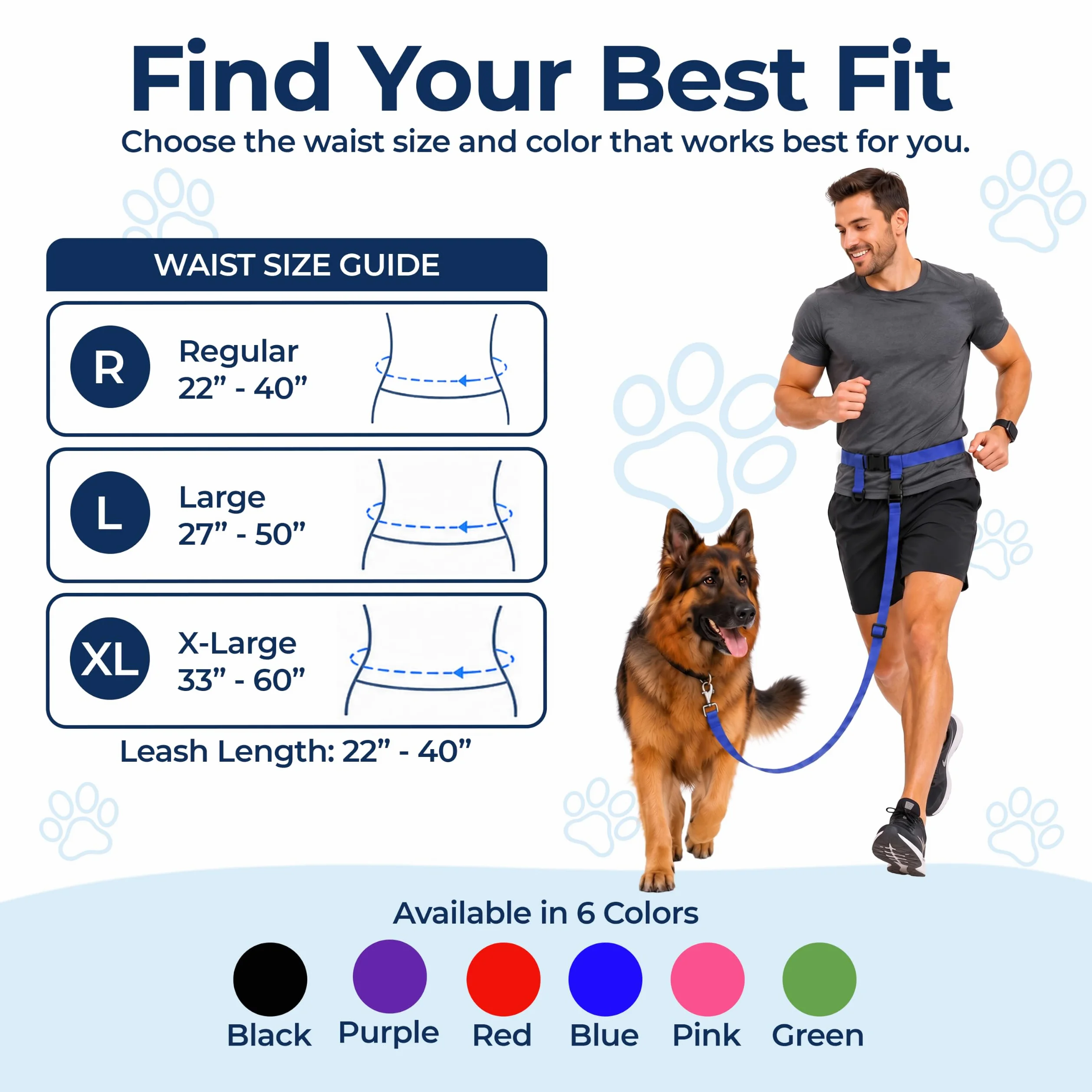 Le système de Buddy – Réglable Laisse les mains libres – Idéal pour la course à pied – pour chien standard