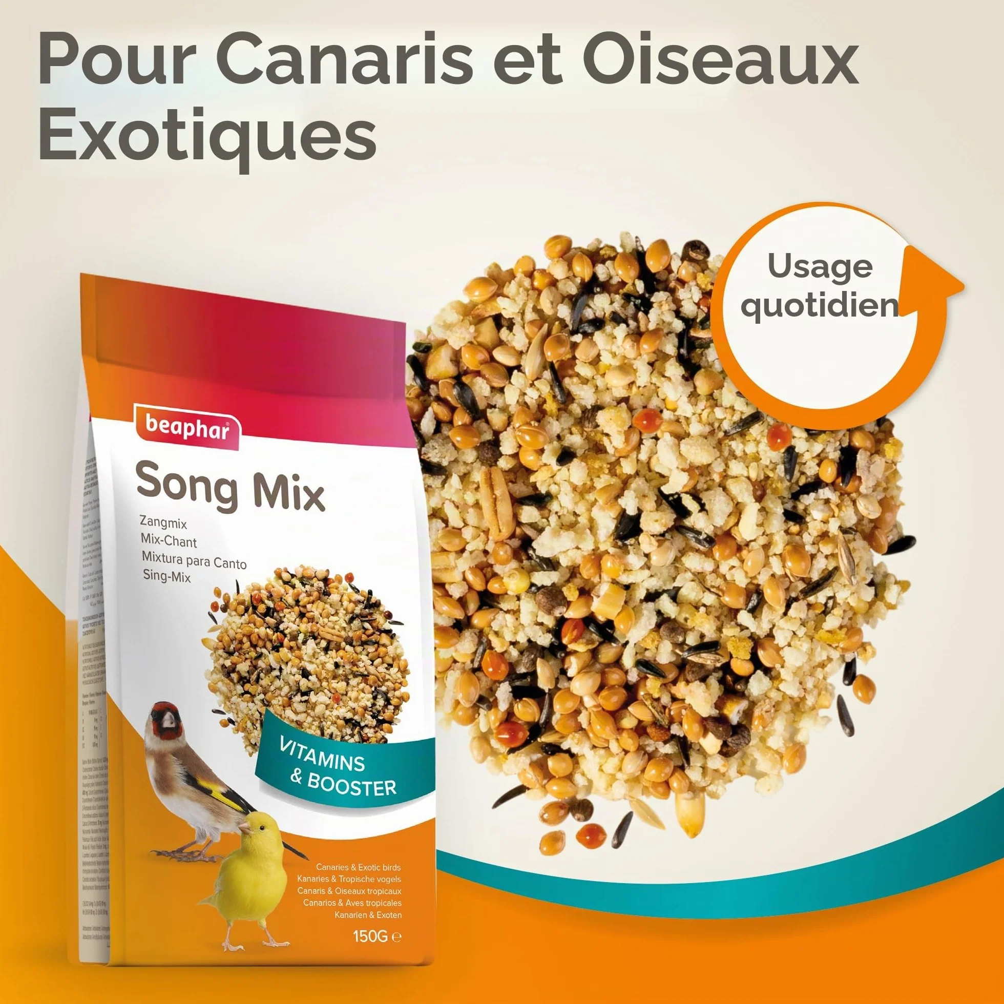 BEAPHAR – Mix-Chant, pâtée fortifiante pour canari et Oiseau granivores – Aliment complémentaire – Contient des vitamines et des minéraux – Idéal pour stimuler Le Chant – pour Une Bonne santé – 150g