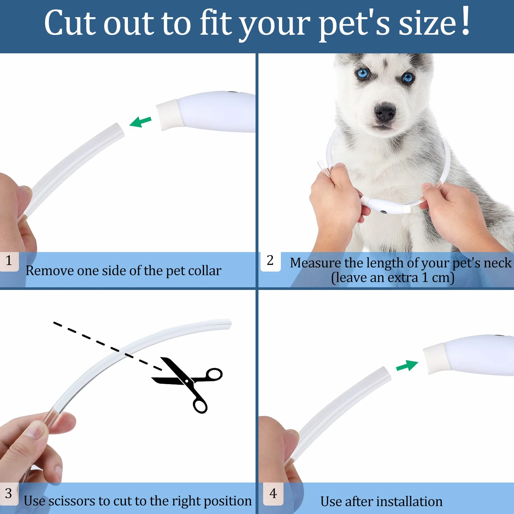 Coolzon Collier Lumineux LED Rechargeable 3 Couleurs Imperméable Ajustable pour Chien Chat