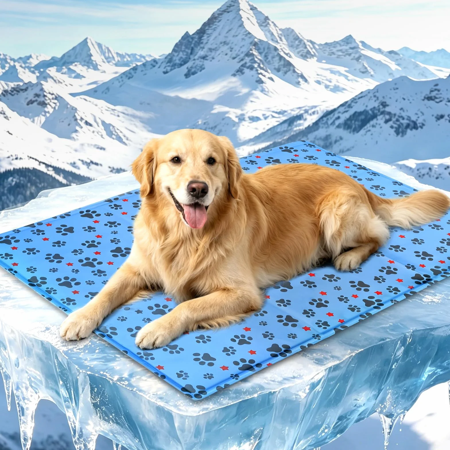 Tapis Rafraichissant Chien 90x60cm Refroidissement Naturel Pliable Bleu