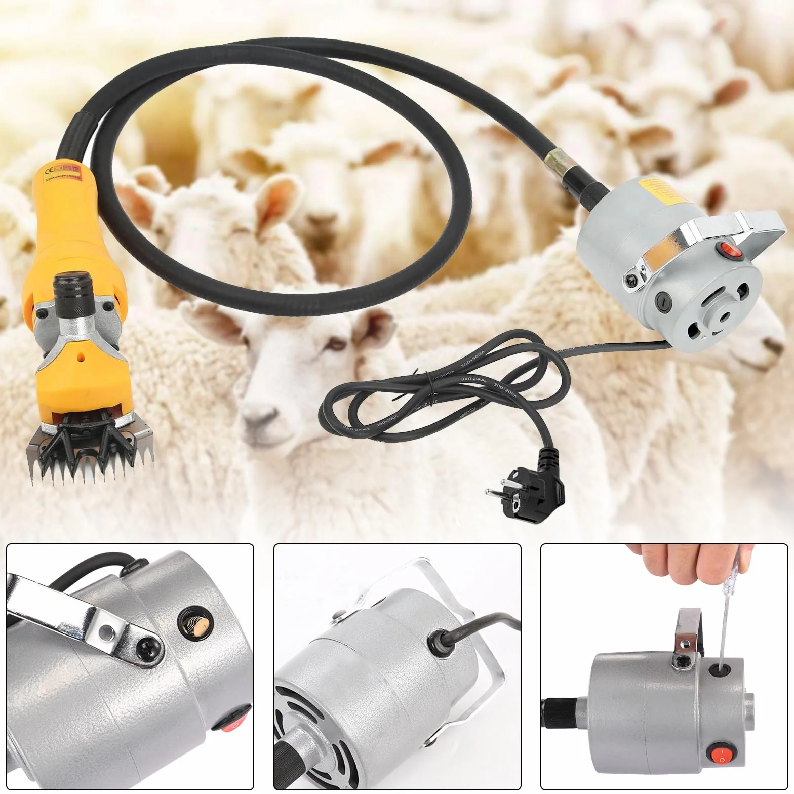 Tondeuse à Moutons 1000W Électrique, 13 Dents 2400 Tr/min, Cordon 2.8m pour Moutons Chèvres Alpagas