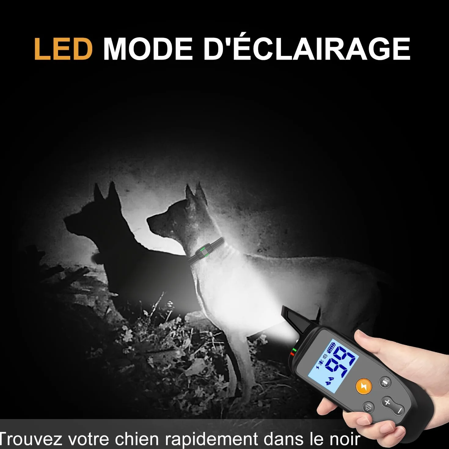 Collier de Dressage pour Chien Télécommande 3 Modes Bip Vibration Choc Portée 1000m Étanche IP67 Réglable 12-65cm Recharge Rapide