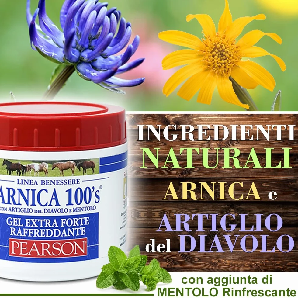 ARNICA 100'S Arnica Gel Rafraîchissant Extra Fort Pearson 500ml Crème à l'Arnica Gel Fort Griffe du Diable et Menthol Pommade Défatigante Relaxante